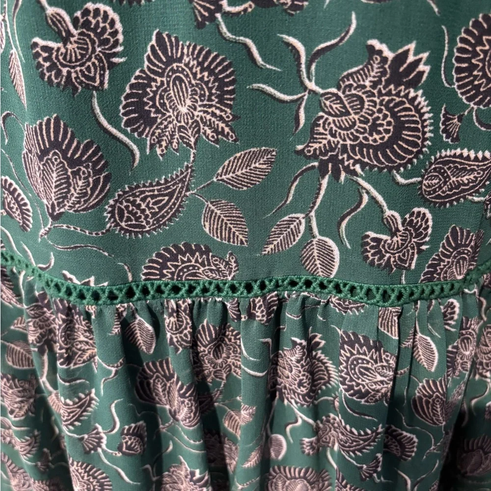Rebecca Minkoff Florence dress in green paisley print polyester size M. Vintage! - Picture 8 of 16